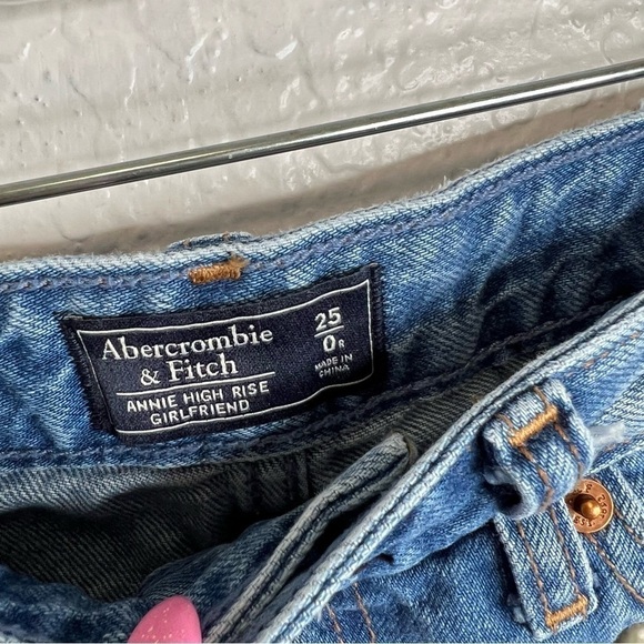 Abercrombie & Fitch Jeans Women Size 25 0 Annie High Rise Girlfriend Studded X - Picture 4 of 8